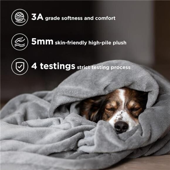 Bedsure Fleece Bed Blankets Queen Size Grey - Soft Lightweight Plush - Picture 2 of 6